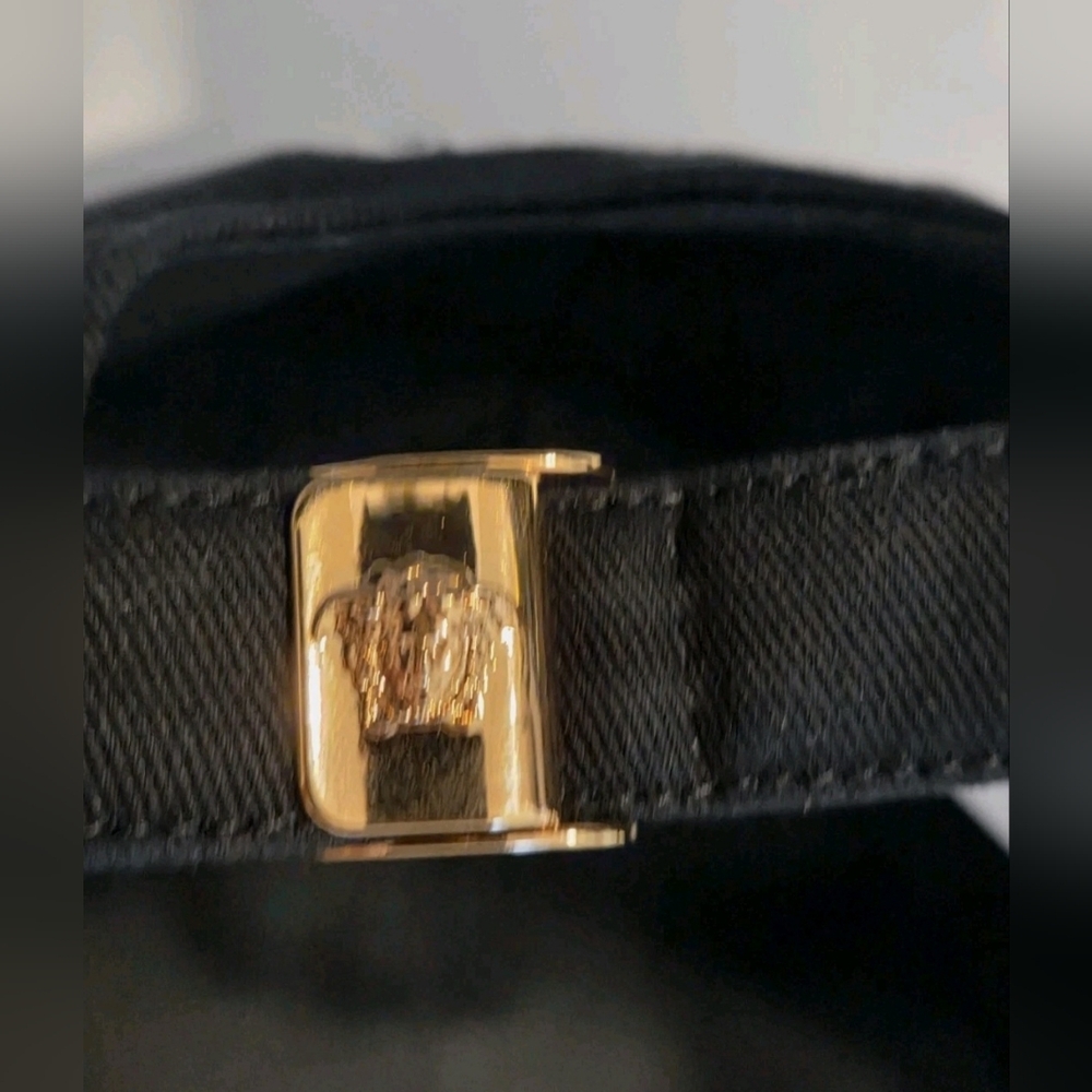 VERSACE I Love You Baseball Hat w Metal Medusa Adjust Buckle Blk XL Size 60 - Picture 4 of 7